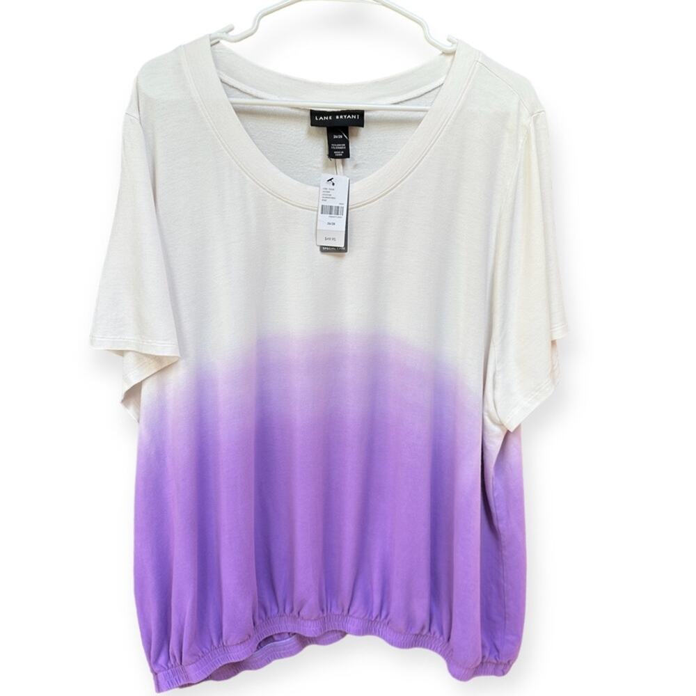 NWT Lane Bryant Gorgeous Purple and White Tee Size  26 28  49.95 retail